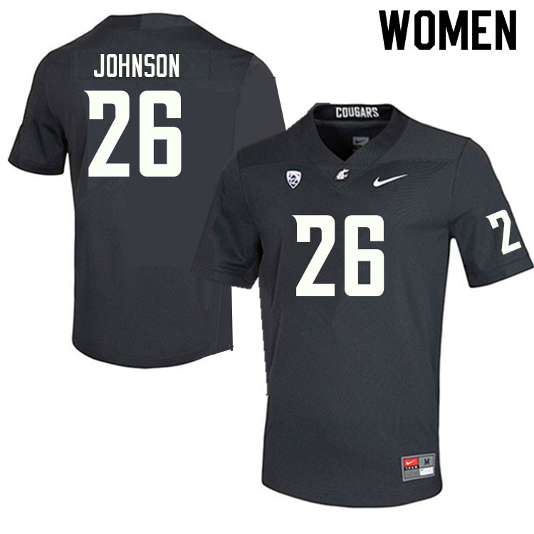 Women #26 David Johnson Washington State Cougars College Football Jerseys Sale-Charcoal